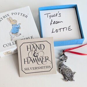 Hand & Hammer Silversmiths Beatrix Potter Jemima Puddle Duck Sterling Ornament
